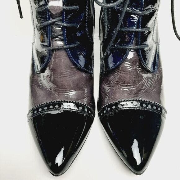 HISPANITAS Booties Lace-up Stiletto Heels Oxford Patent Leather Sz 6.5 | Eur 37 - Picture 6 of 14